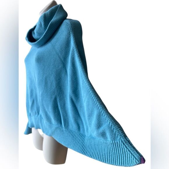 Talbots Blue Cape Poncho Sweater Small Like New Pullover turtle neck ￼ - Picture 3 of 6